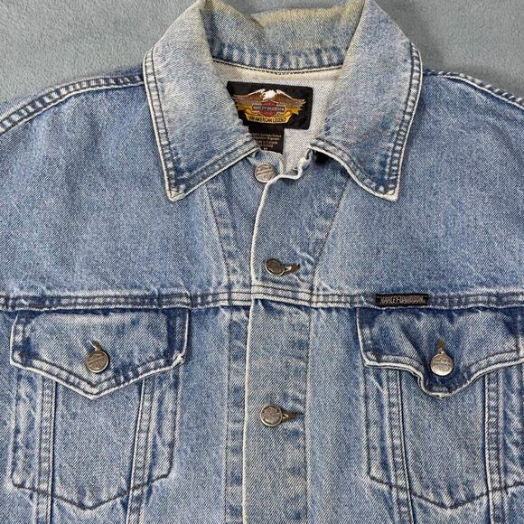 Harley-Davidson Vintage Denim Jacket American Eagle Embroidered Women's Medium - Picture 8 of 10